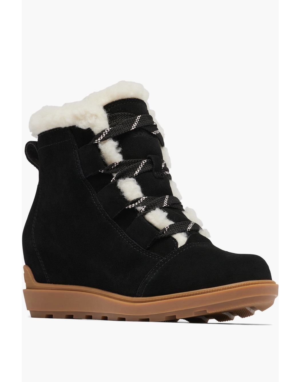Sorel Evie II Cozy Waterproof Wedge Black Fur Lined Winter Bootie-Sz 10.5, NWOB